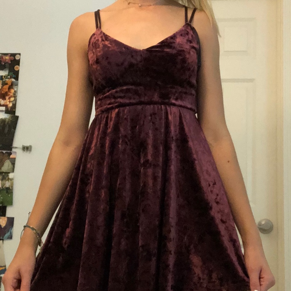 Size S Red Maroon Velvet Dress F21